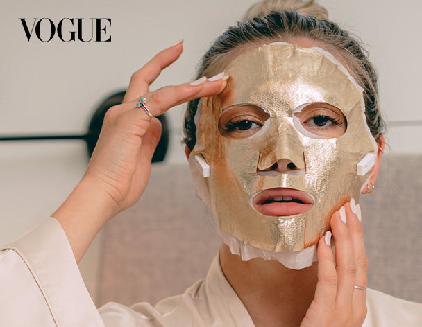 FRANZ Saint 21 Gold Mask & Wrinkle Away Gold Eye Mask featured in VOGUE - Franz Skincare USA