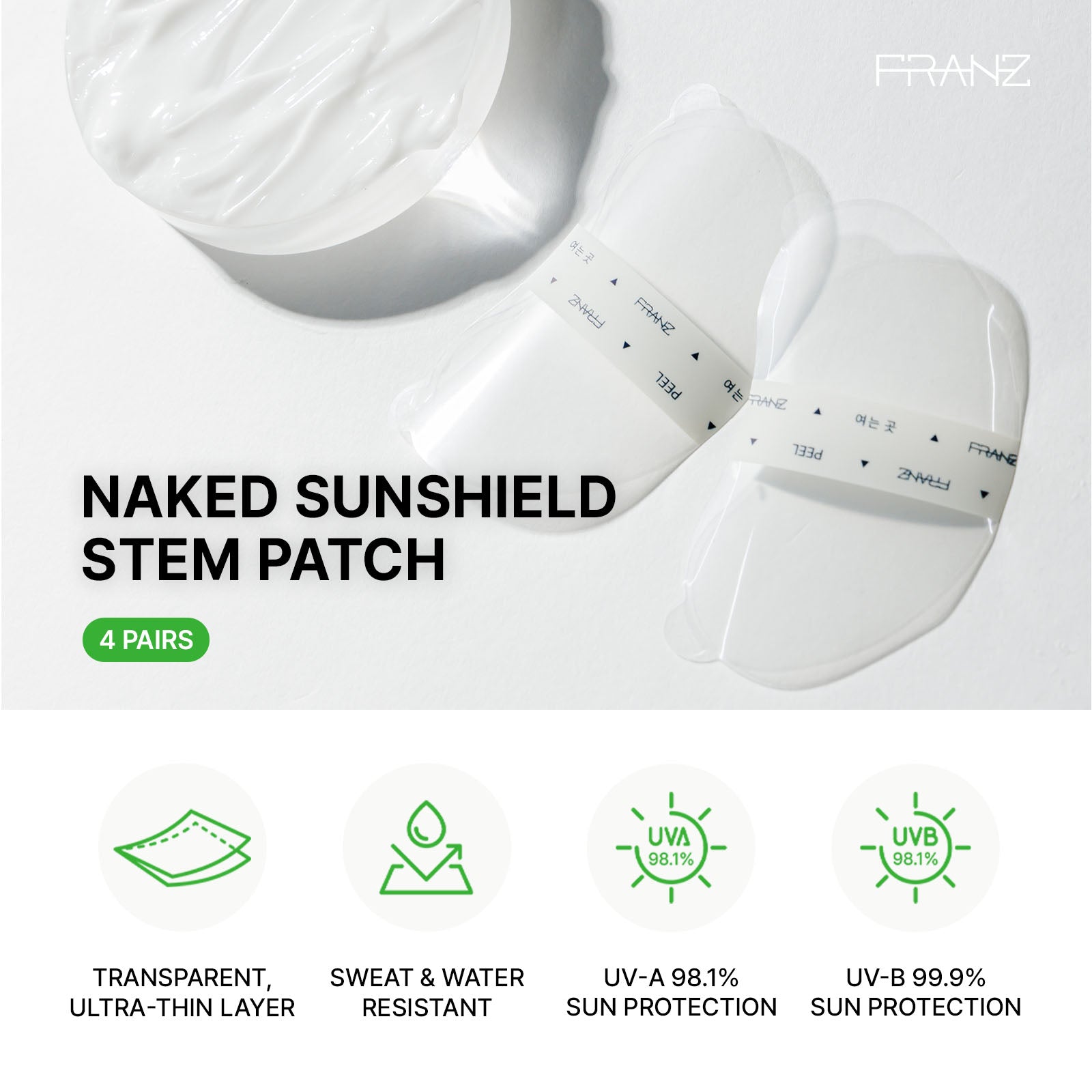 NAKED SunShield Peptide Patch (R+ Size, 4 Pairs) (Copy) Franz Skincare USA